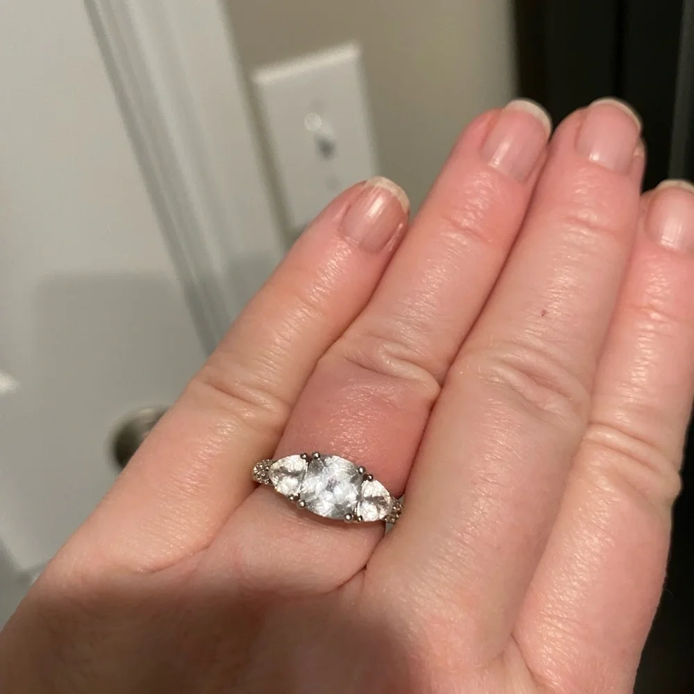 Simulated white sapphire ring